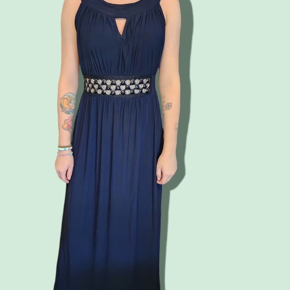 Navy Blue, floor length gown